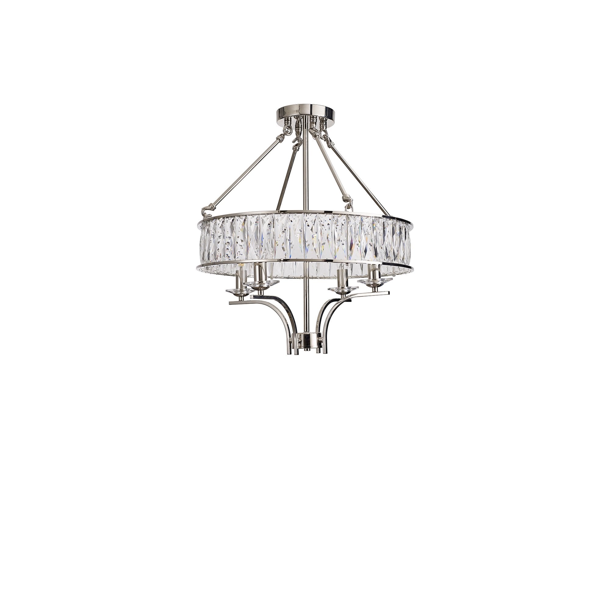 IL31818 Vivienne Pendant/Semi Ceiling 4 Light E14 Polished Nickel/Crystal