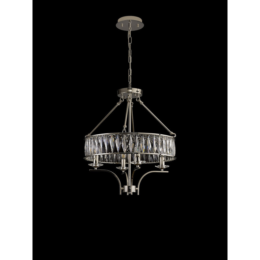 IL31818 Vivienne Pendant/Semi Ceiling 4 Light E14 Polished Nickel/Crystal