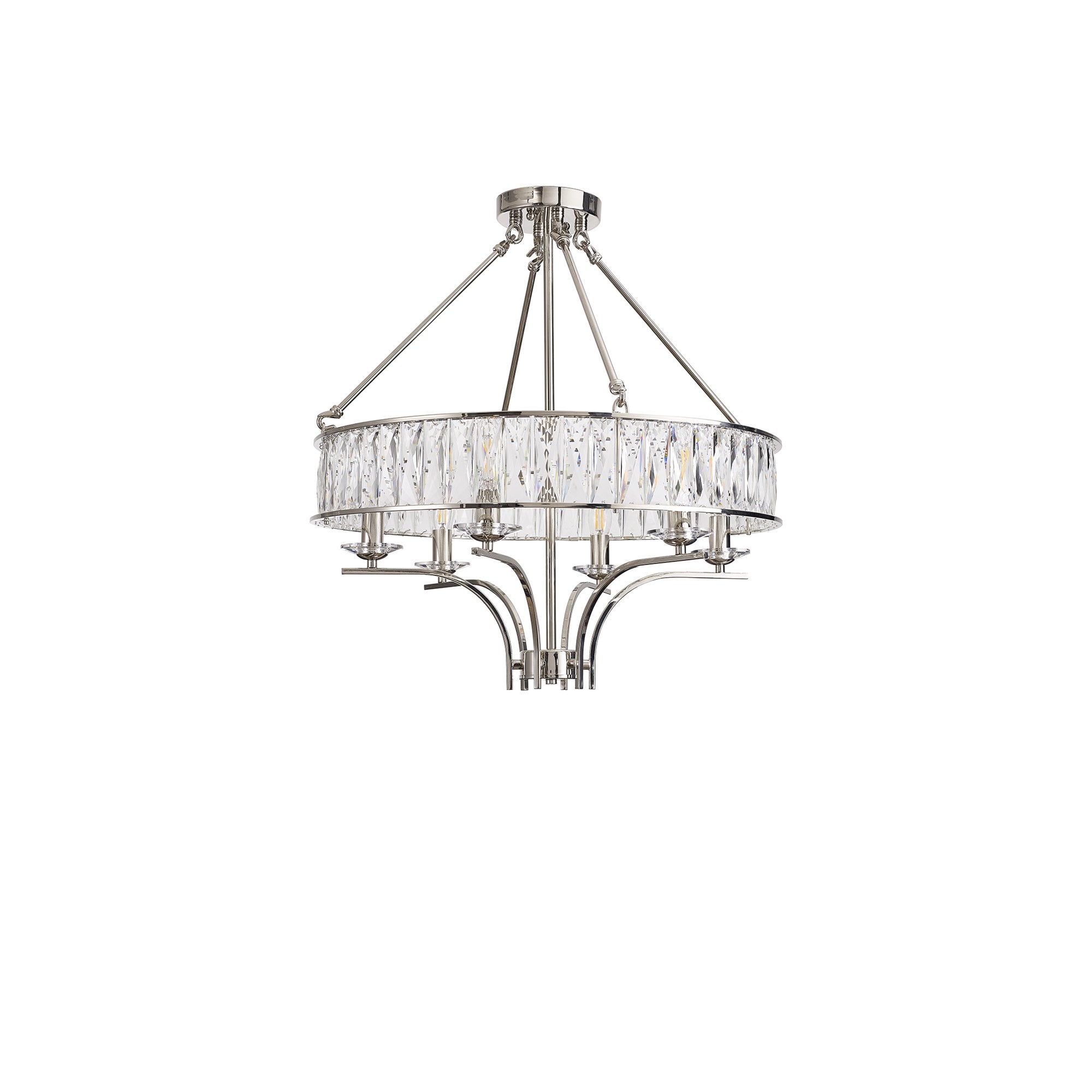 IL31819 Vivienne Pendant/Semi Ceiling 6 Light E14 Polished Nickel/Crystal