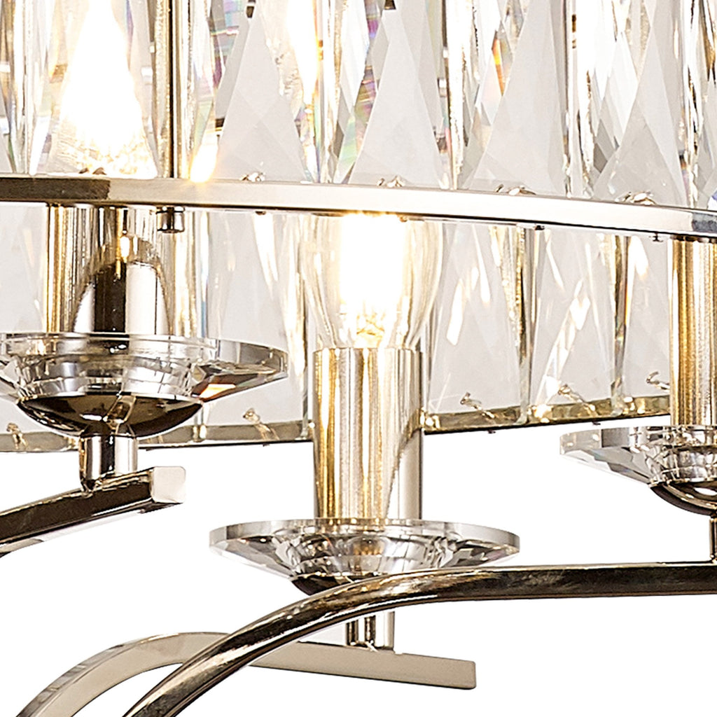 IL31819 Vivienne Pendant/Semi Ceiling 6 Light E14 Polished Nickel/Crystal