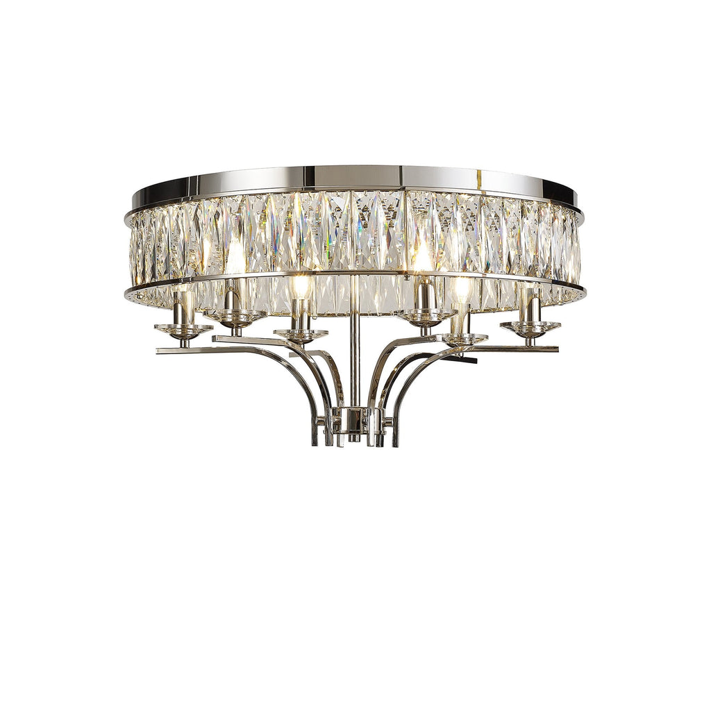 IL31830 Vivienne Ceiling 6 Light E14 Polished Nickel/Crystal
