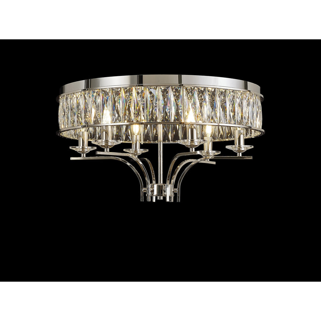 IL31830 Vivienne Ceiling 6 Light E14 Polished Nickel/Crystal