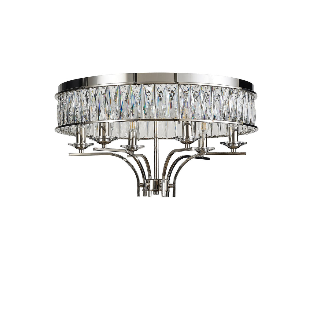IL31830 Vivienne Ceiling 6 Light E14 Polished Nickel/Crystal