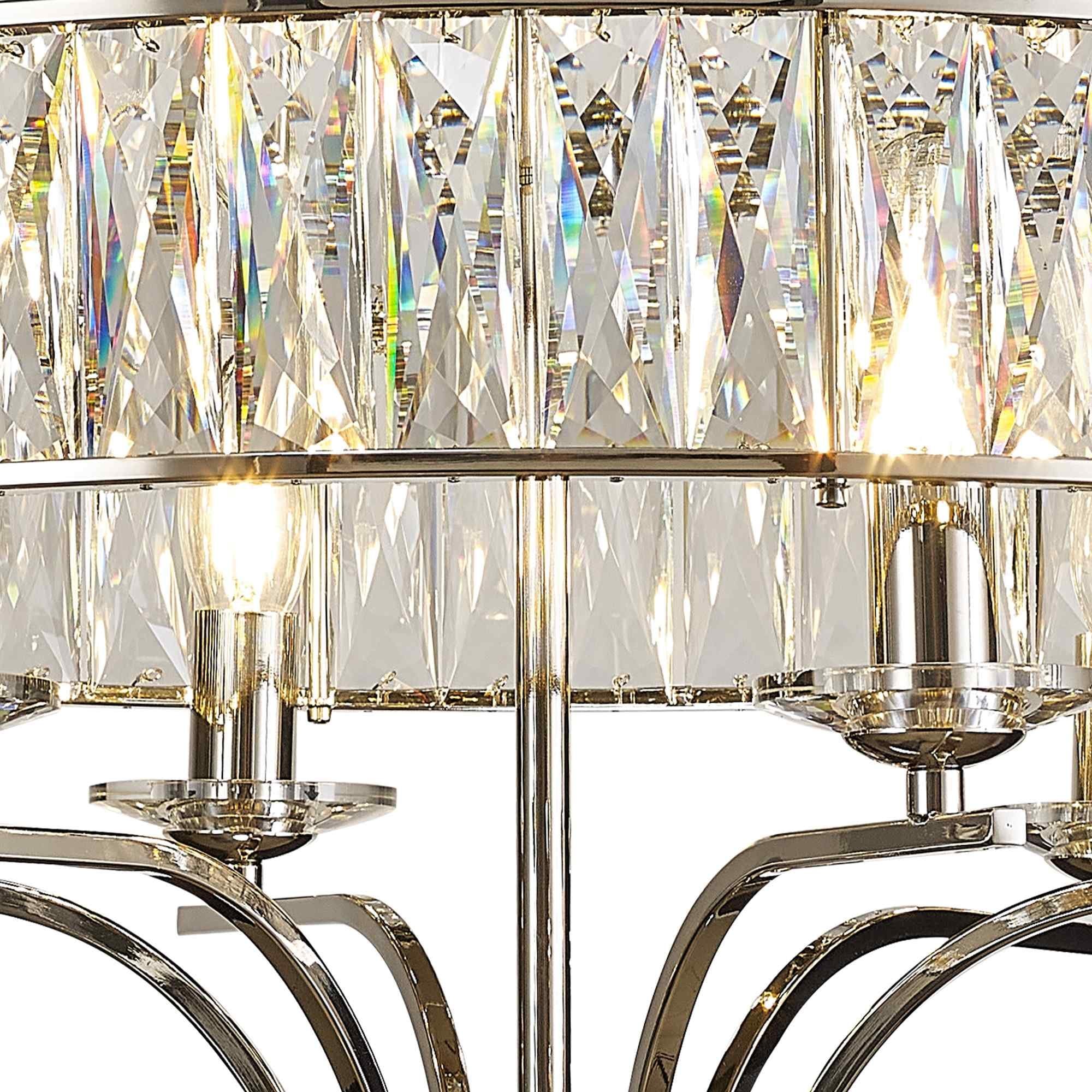 IL31830 Vivienne Ceiling 6 Light E14 Polished Nickel/Crystal
