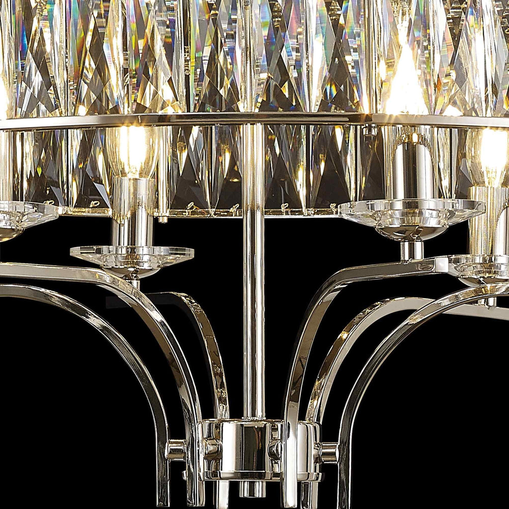 IL31830 Vivienne Ceiling 6 Light E14 Polished Nickel/Crystal