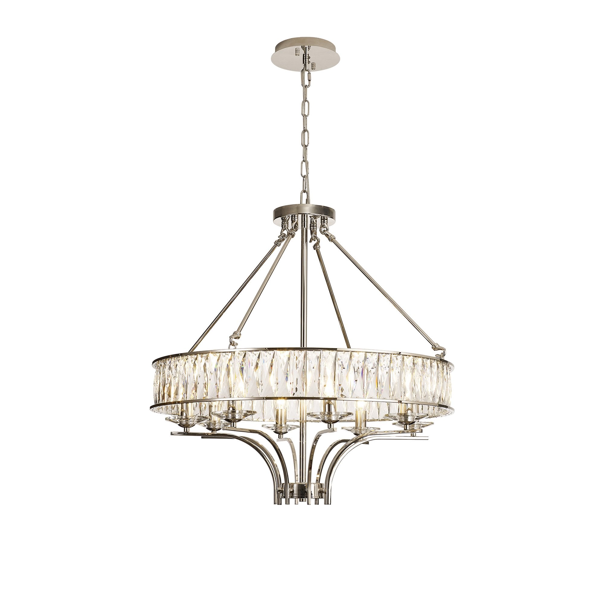 IL31820 Vivienne Pendant/Semi Ceiling 8 Light E14 Polished Nickel/Crystal