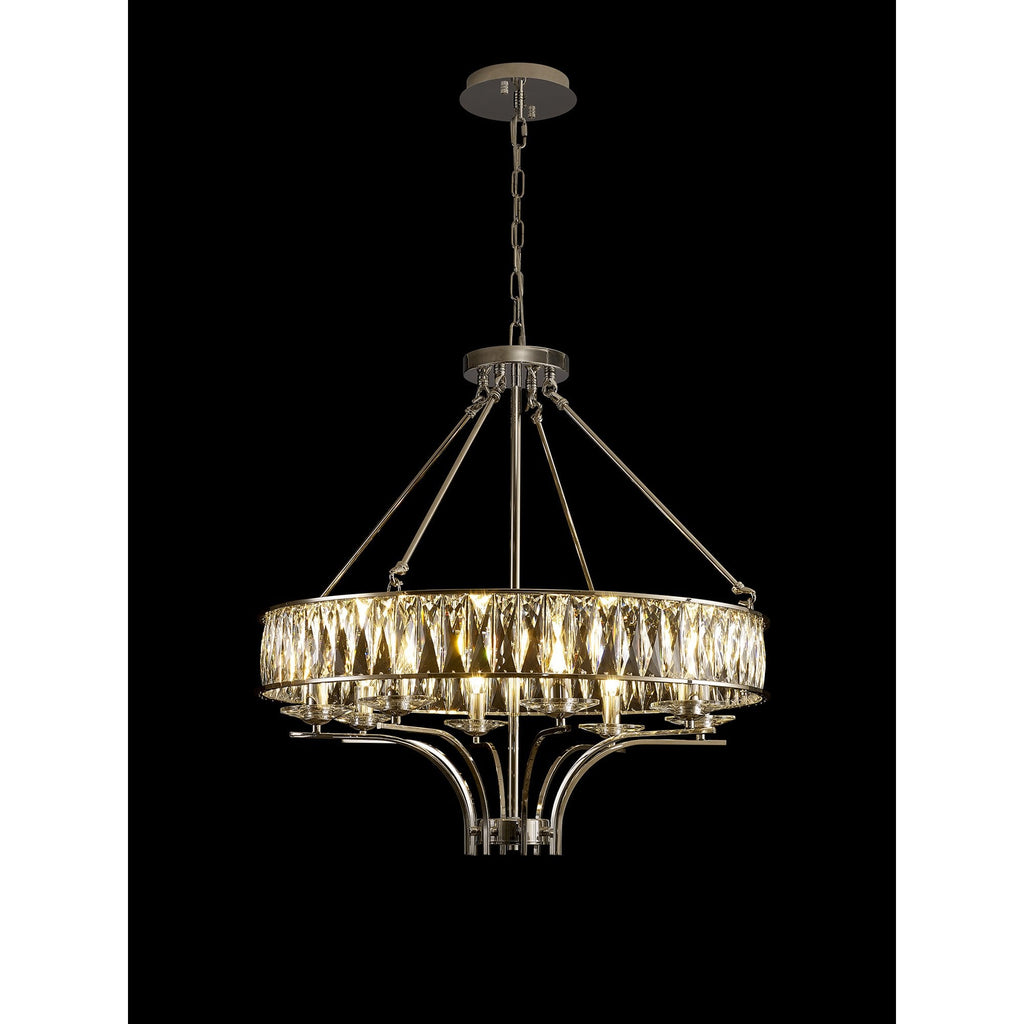 IL31820 Vivienne Pendant/Semi Ceiling 8 Light E14 Polished Nickel/Crystal