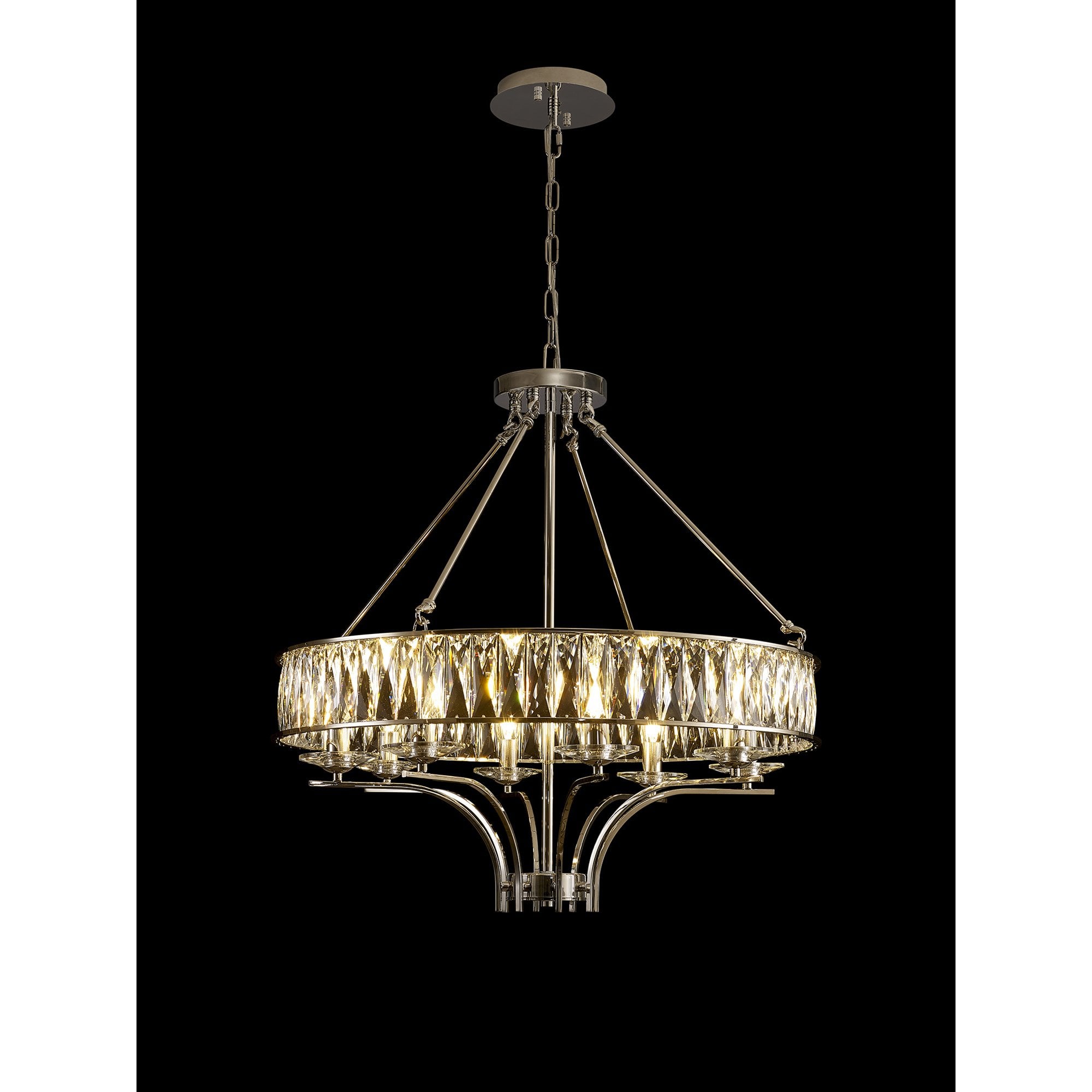 IL31820 Vivienne Pendant/Semi Ceiling 8 Light E14 Polished Nickel/Crystal
