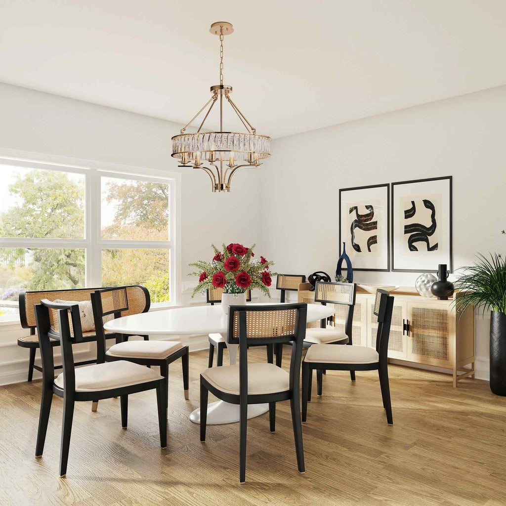 IL31820 Vivienne Pendant/Semi Ceiling 8 Light E14 Polished Nickel/Crystal