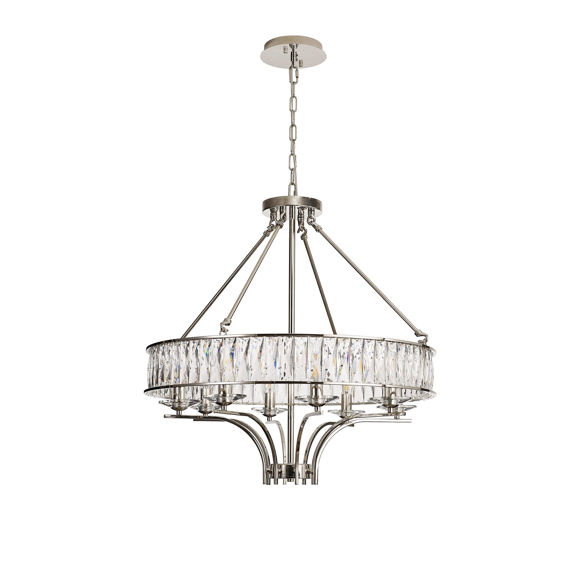 IL31820 Vivienne Pendant/Semi Ceiling 8 Light E14 Polished Nickel/Crystal