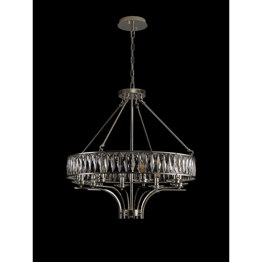 IL31820 Vivienne Pendant/Semi Ceiling 8 Light E14 Polished Nickel/Crystal