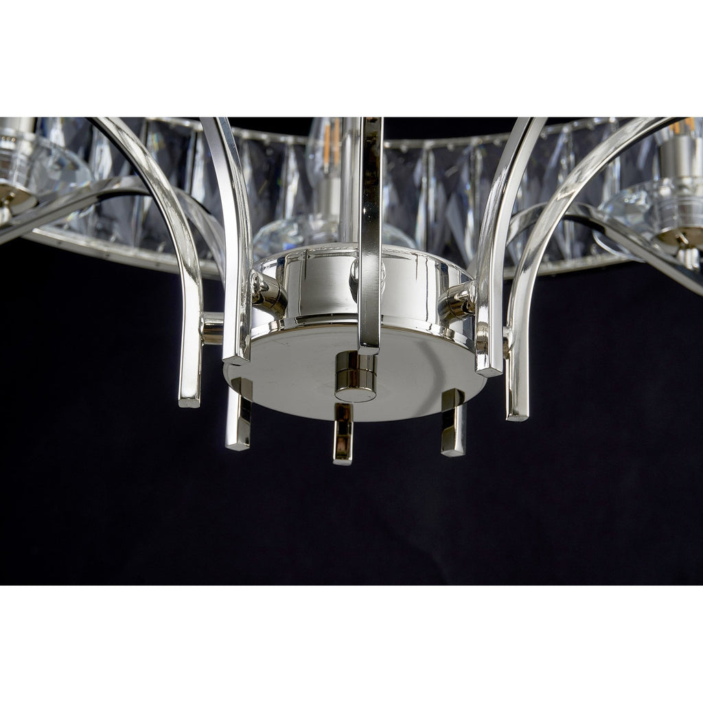 IL31820 Vivienne Pendant/Semi Ceiling 8 Light E14 Polished Nickel/Crystal