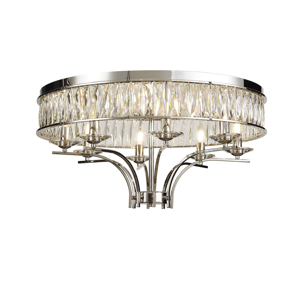 IL31831 Vivienne Ceiling 8 Light E14 Polished Nickel/Crystal