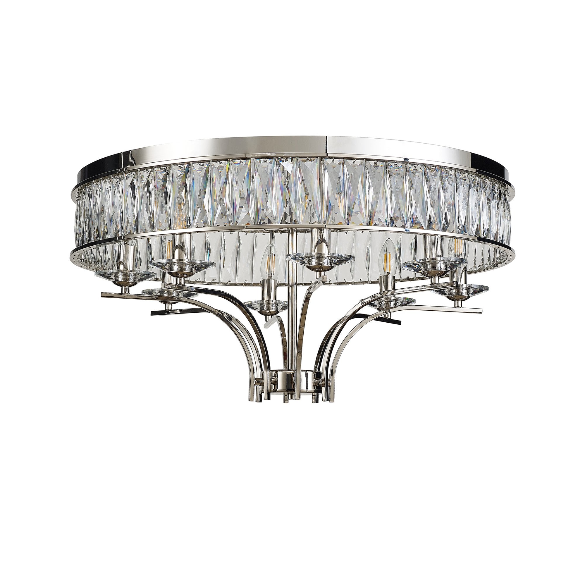 IL31831 Vivienne Ceiling 8 Light E14 Polished Nickel/Crystal
