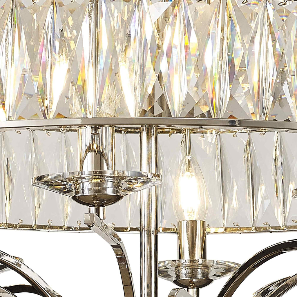 IL31831 Vivienne Ceiling 8 Light E14 Polished Nickel/Crystal