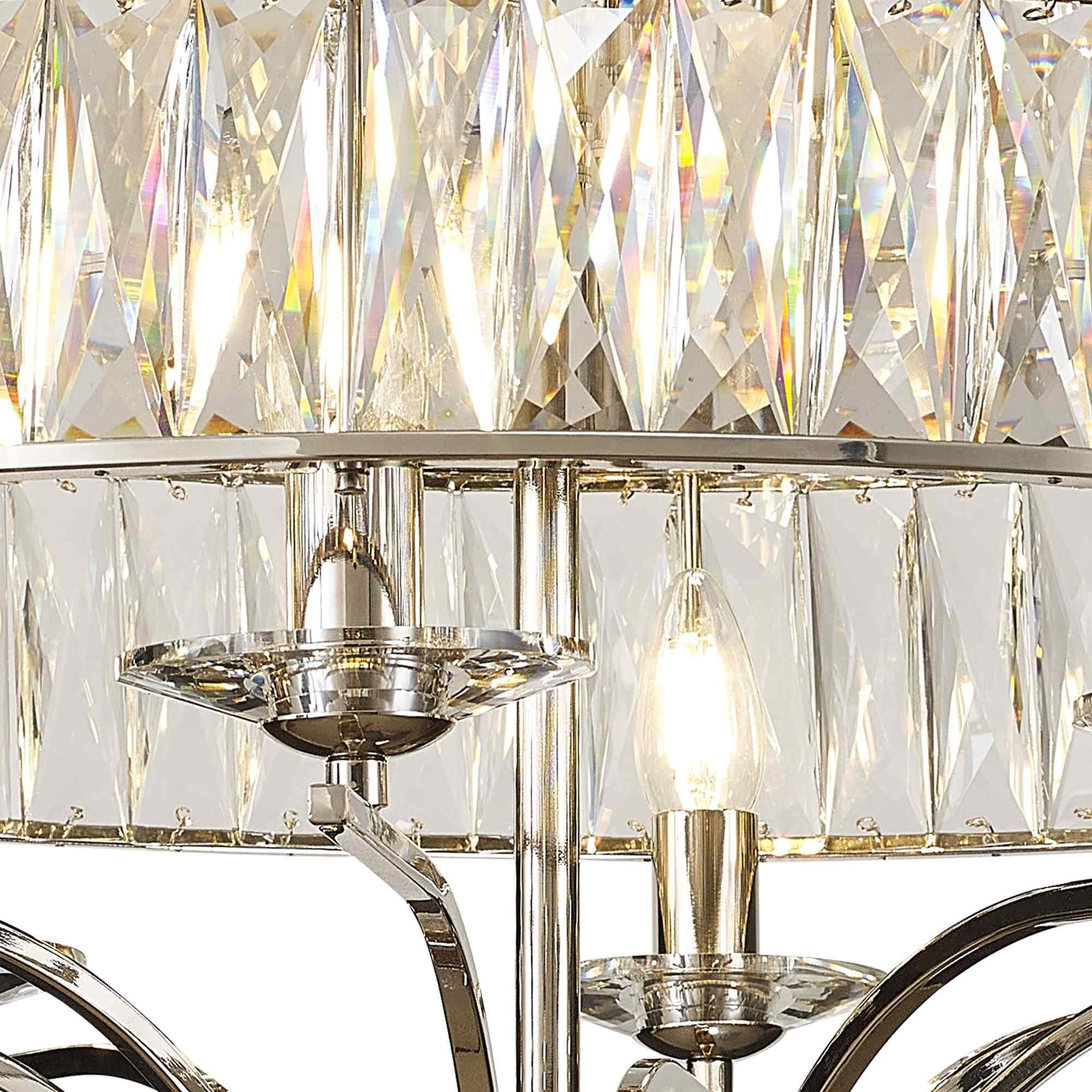 IL31831 Vivienne Ceiling 8 Light E14 Polished Nickel/Crystal