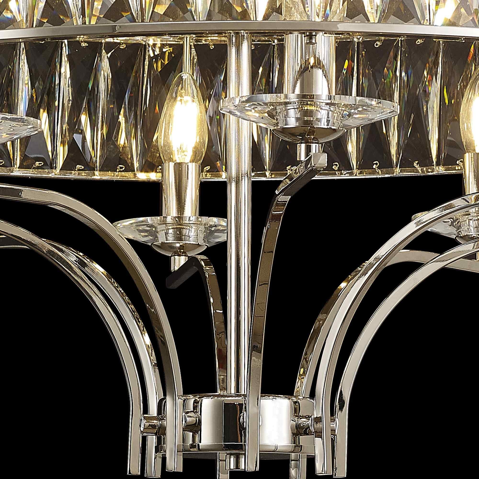 IL31831 Vivienne Ceiling 8 Light E14 Polished Nickel/Crystal