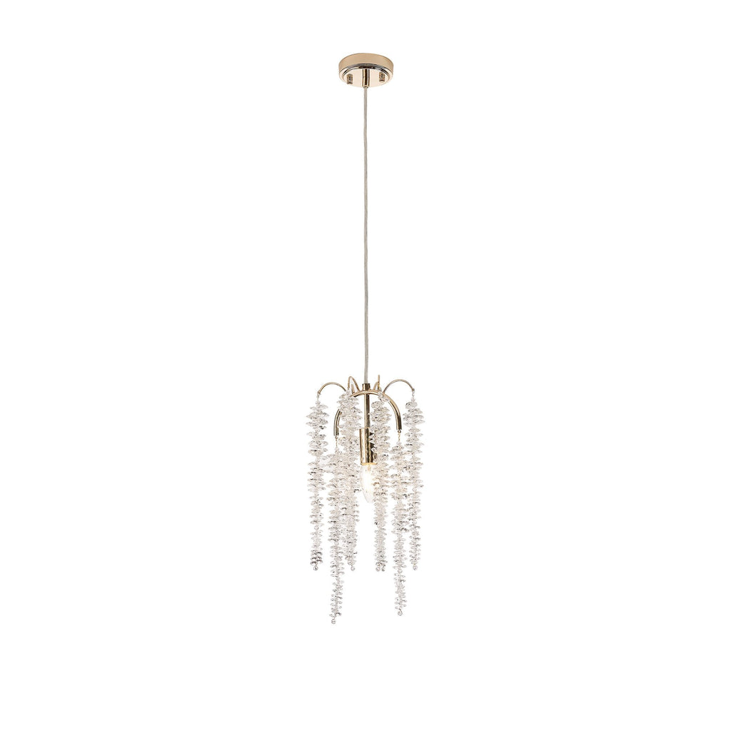 IL32902 Wisteria Round Pendant 1 Light E14 French Gold / Crystal