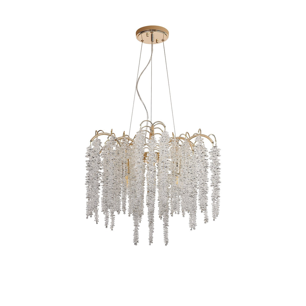 IL32856 Wisteria Round Pendant 7 Light E14 French Gold / Crystal