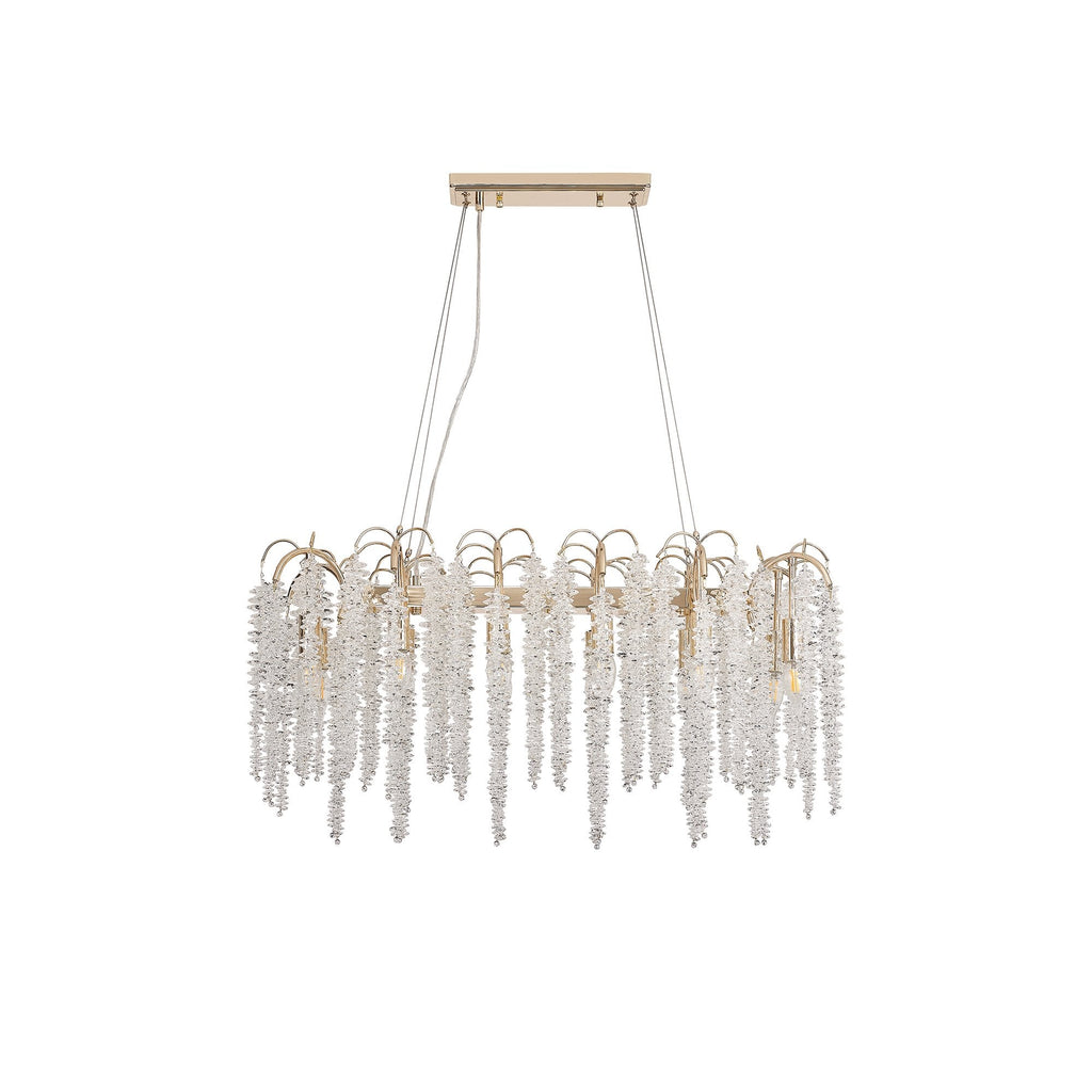 IL32858 Wisteria Oval Pendant 12 Light E14 French Gold / Crystal