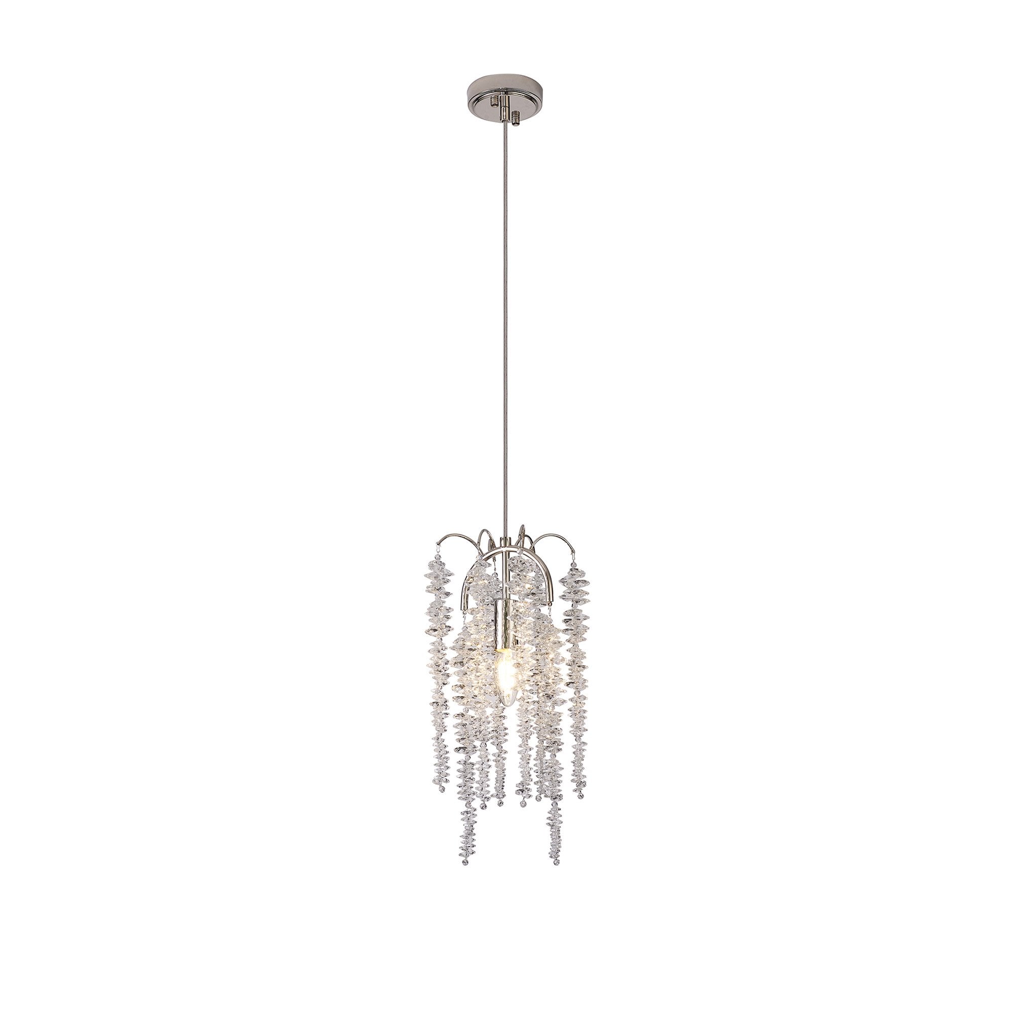 IL32906 Wisteria Round Pendant 1 Light E14 Polished Nickel / Crystal