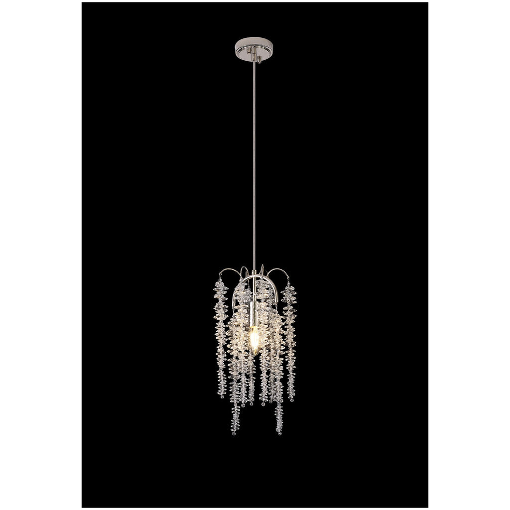 IL32906 Wisteria Round Pendant 1 Light E14 Polished Nickel / Crystal