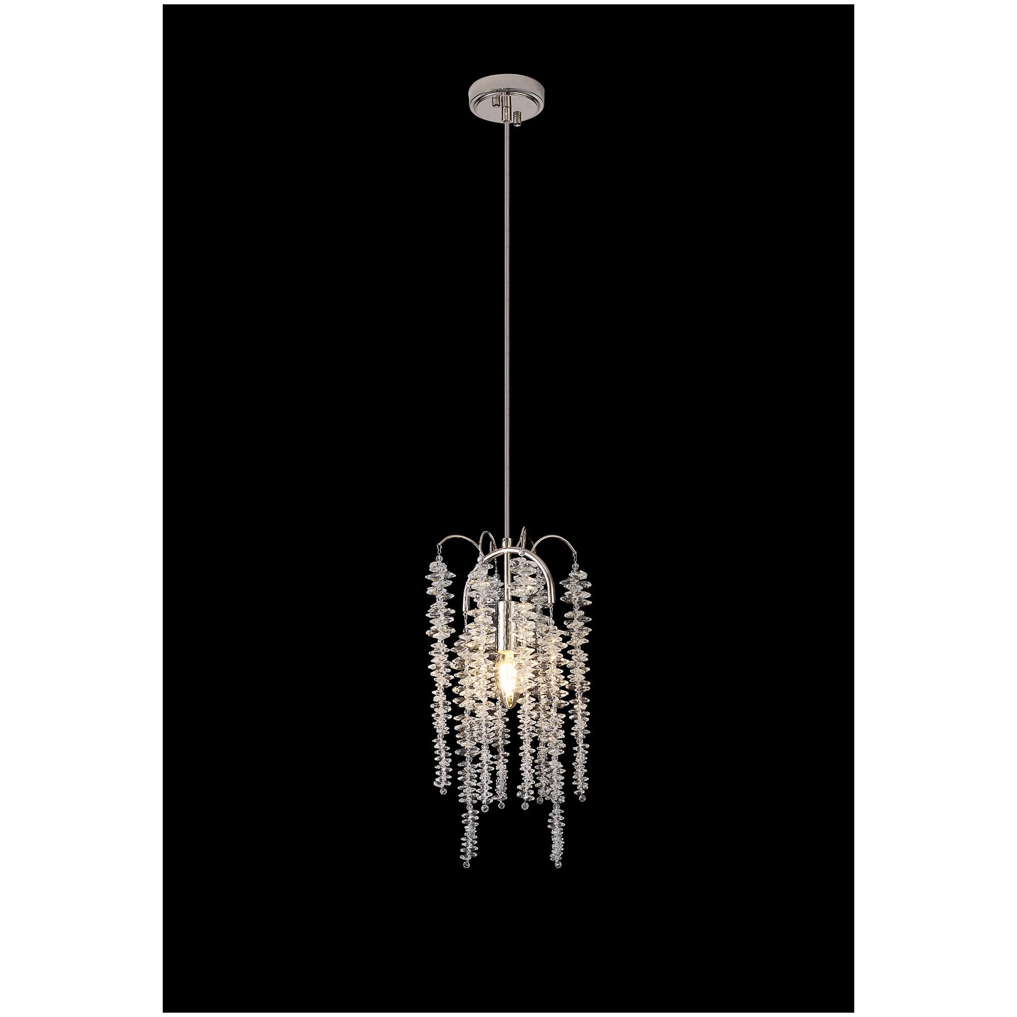 IL32906 Wisteria Round Pendant 1 Light E14 Polished Nickel / Crystal