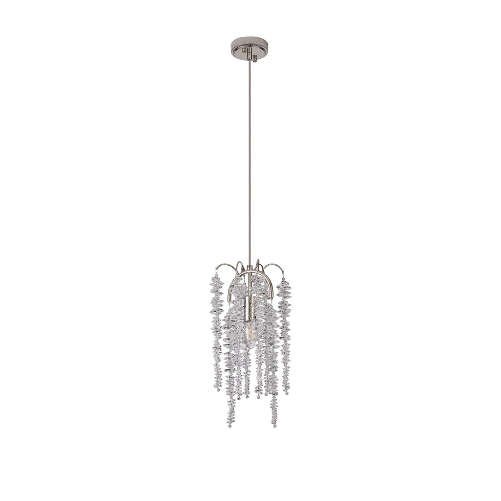 IL32906 Wisteria Round Pendant 1 Light E14 Polished Nickel / Crystal