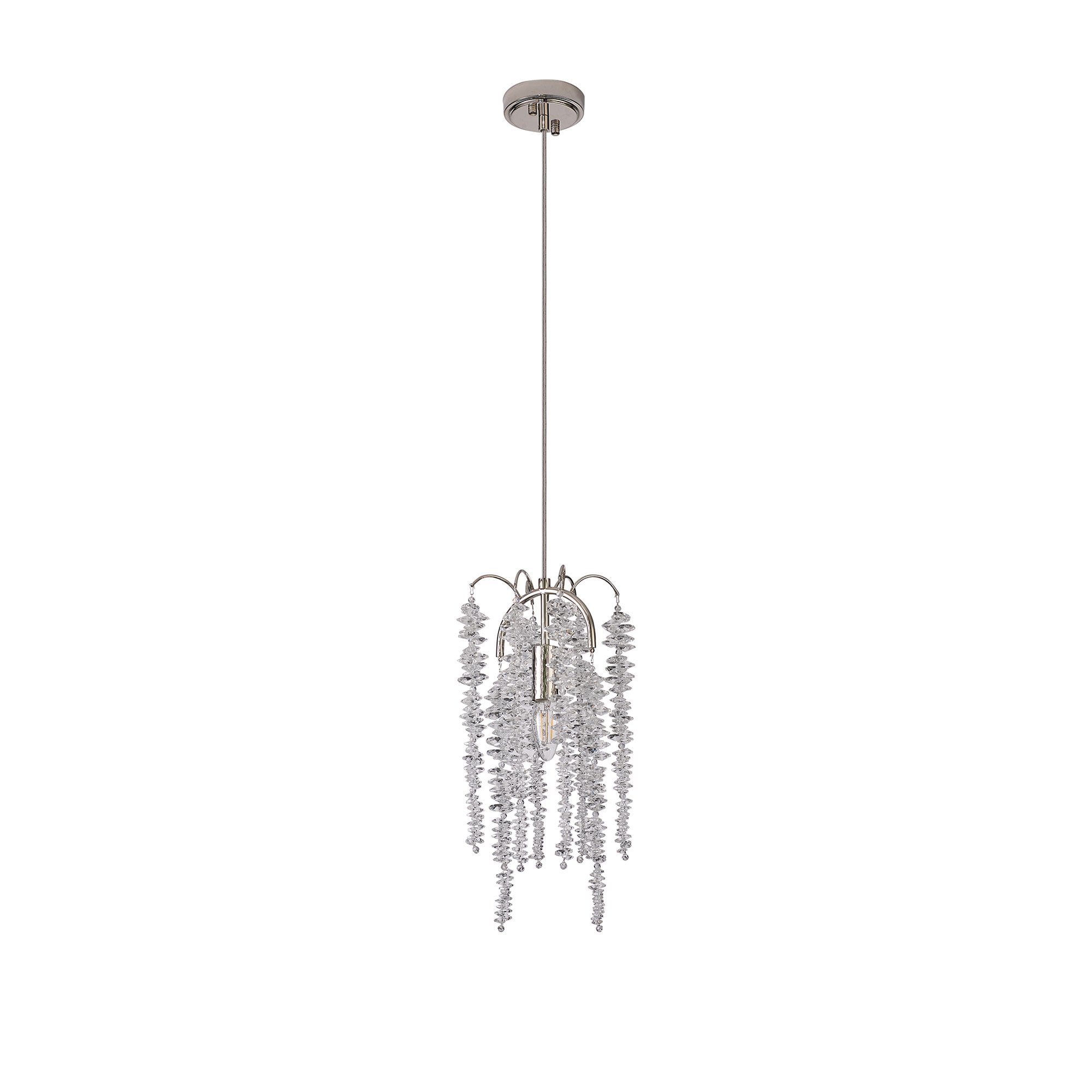 IL32906 Wisteria Round Pendant 1 Light E14 Polished Nickel / Crystal