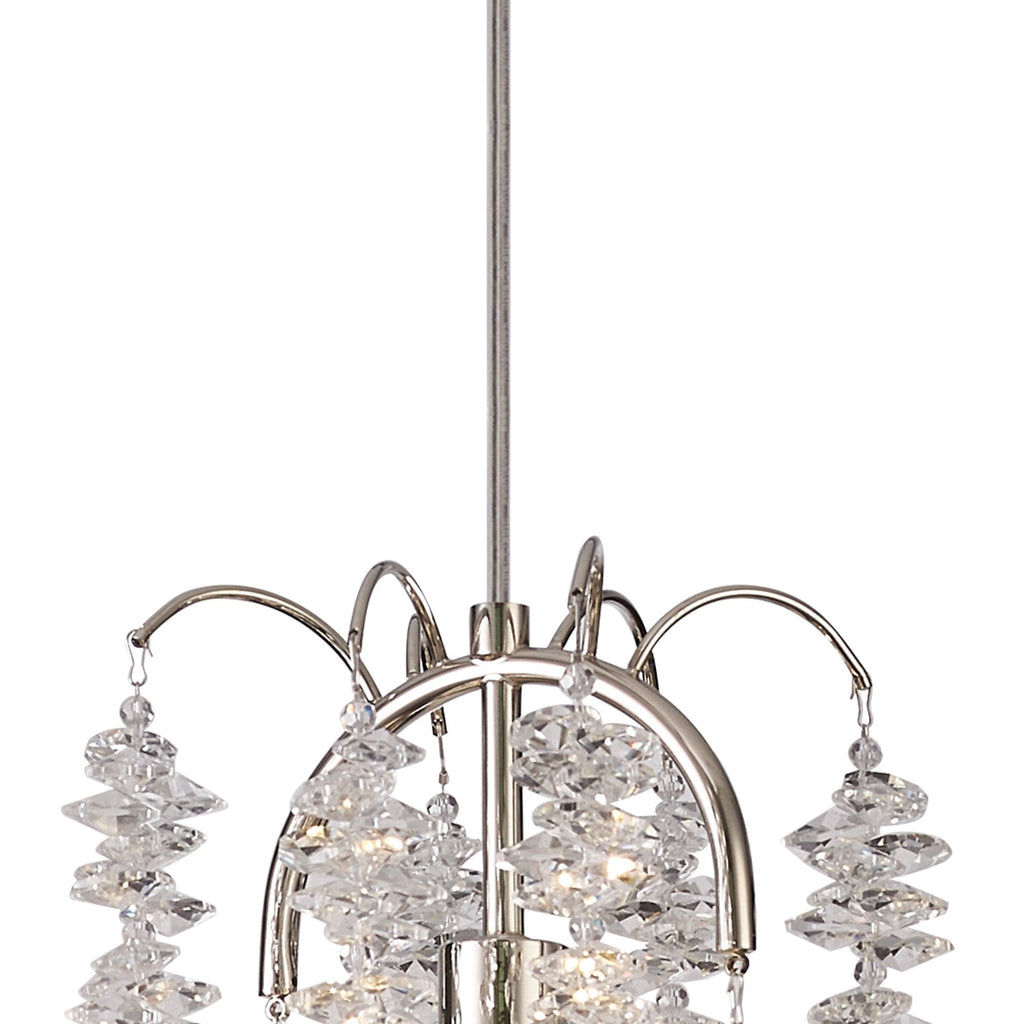 IL32906 Wisteria Round Pendant 1 Light E14 Polished Nickel / Crystal