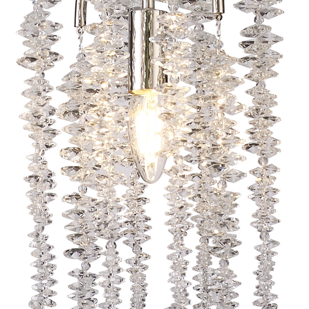 IL32906 Wisteria Round Pendant 1 Light E14 Polished Nickel / Crystal