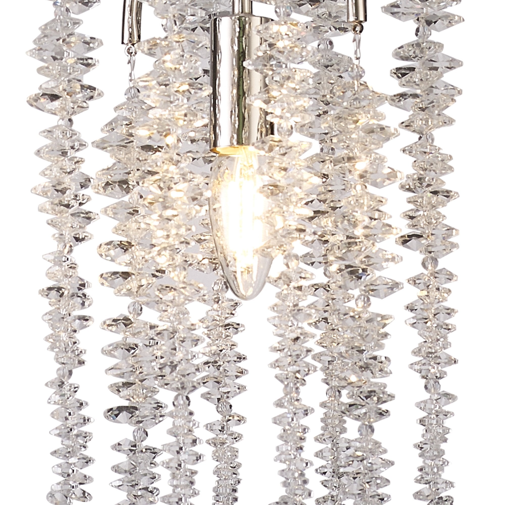IL32906 Wisteria Round Pendant 1 Light E14 Polished Nickel / Crystal