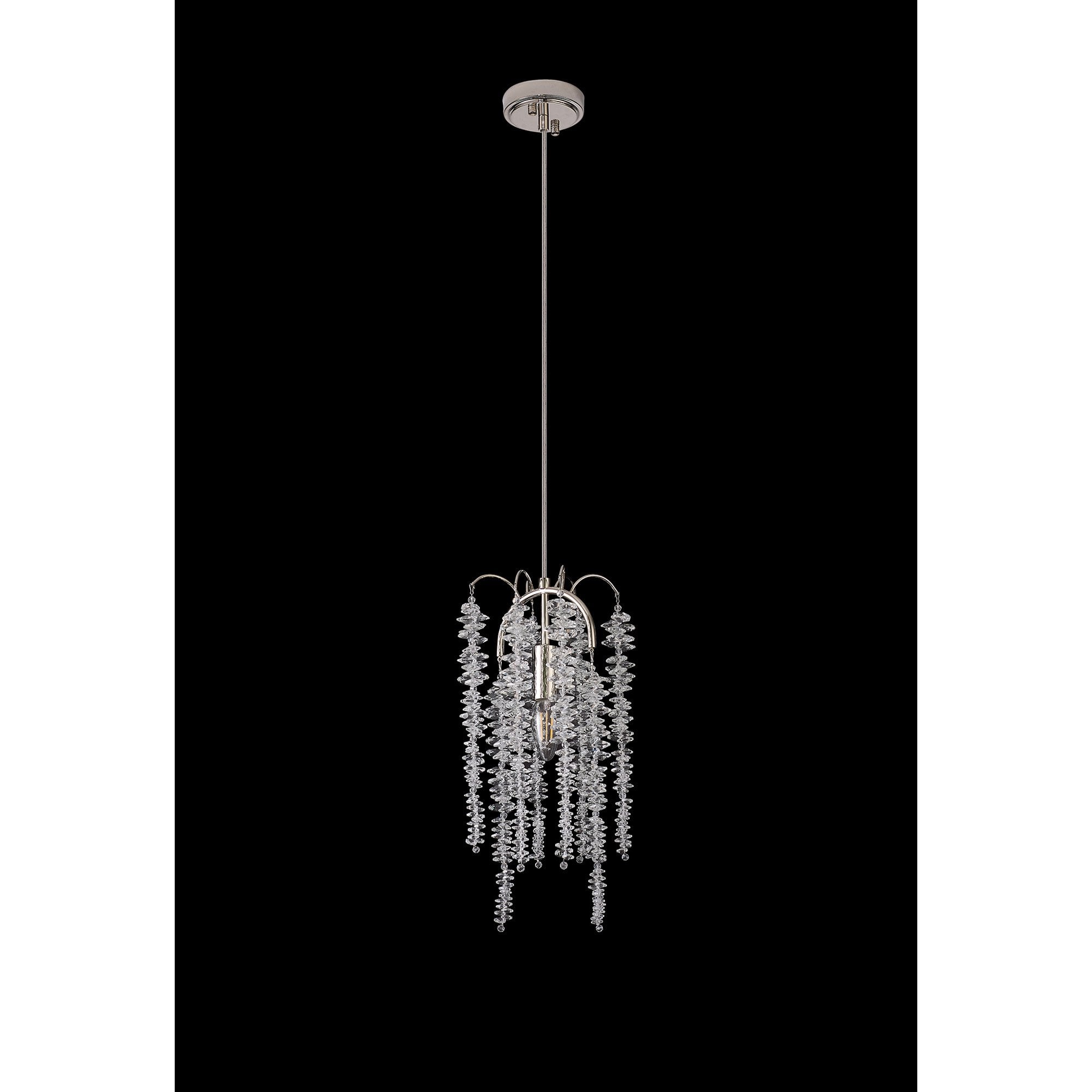 IL32906 Wisteria Round Pendant 1 Light E14 Polished Nickel / Crystal