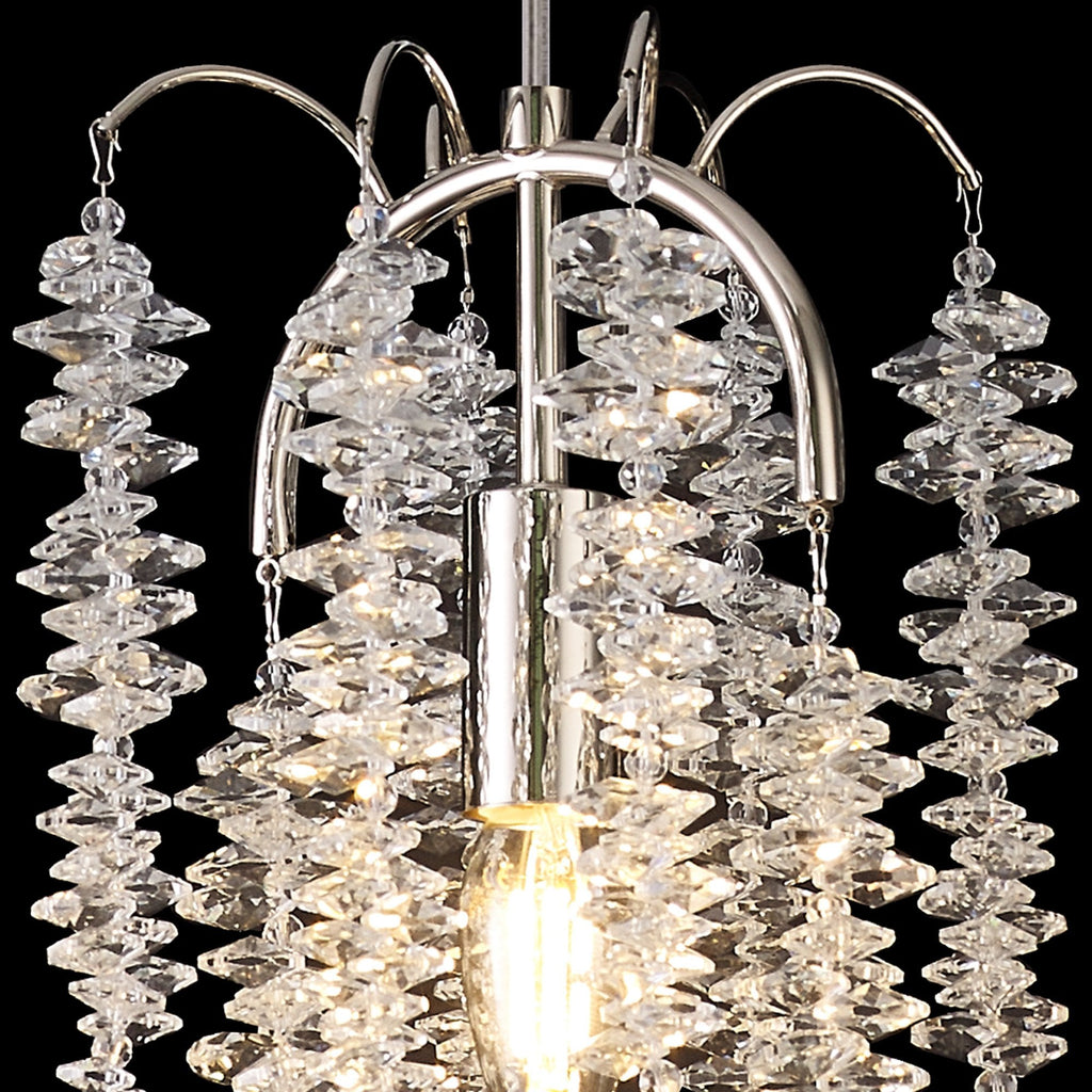 IL32906 Wisteria Round Pendant 1 Light E14 Polished Nickel / Crystal