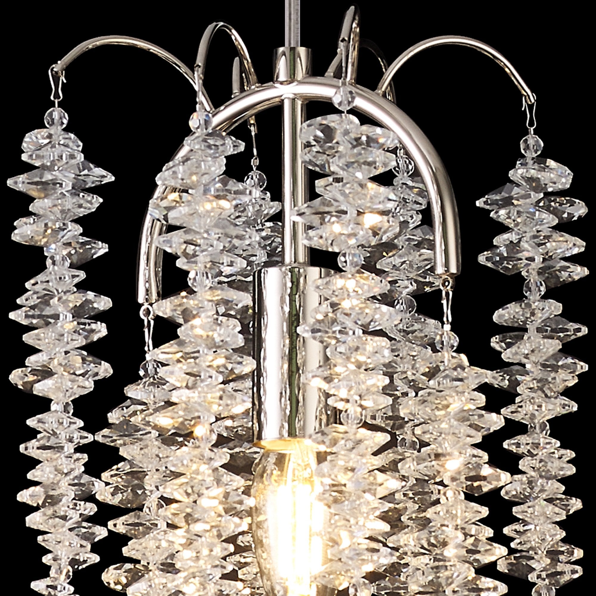 IL32906 Wisteria Round Pendant 1 Light E14 Polished Nickel / Crystal