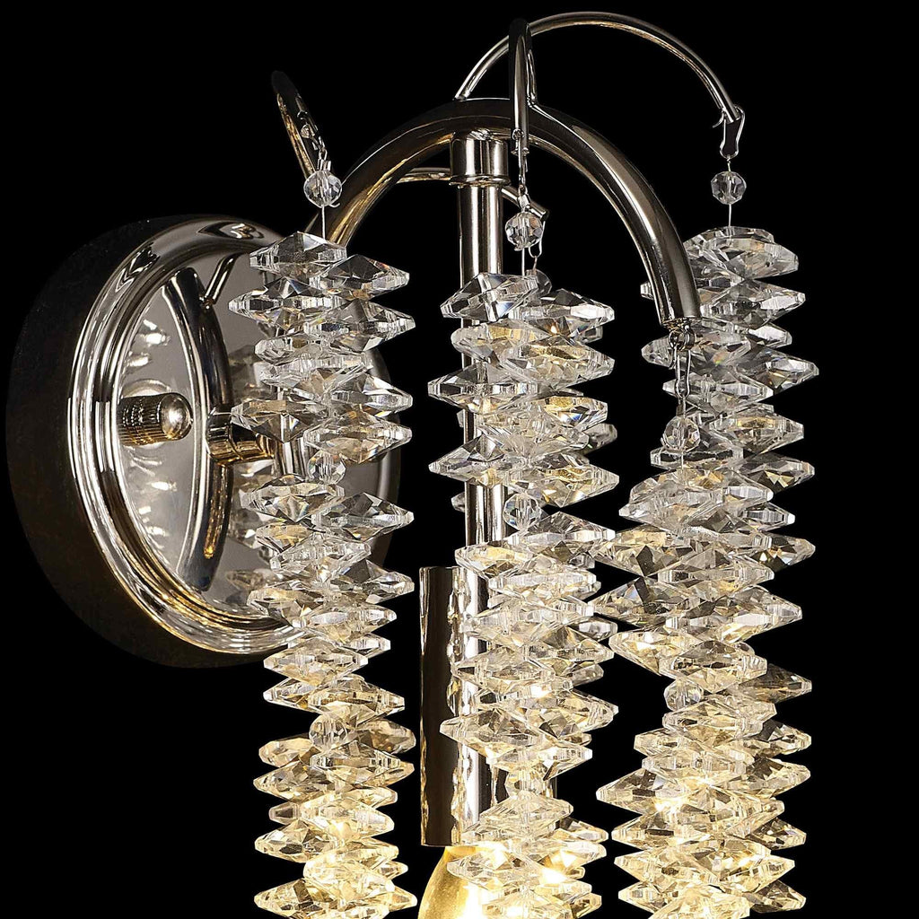 IL32885 Wisteria Wall Lamp 1 Light E14 Polished Nickel / Crystal