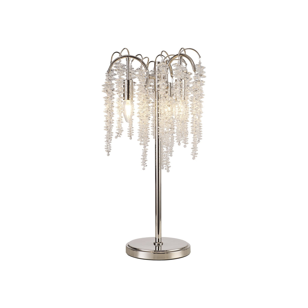 IL32904 Wisteria Table Lamp 3 Light E14 Polished Nickel / Crystal