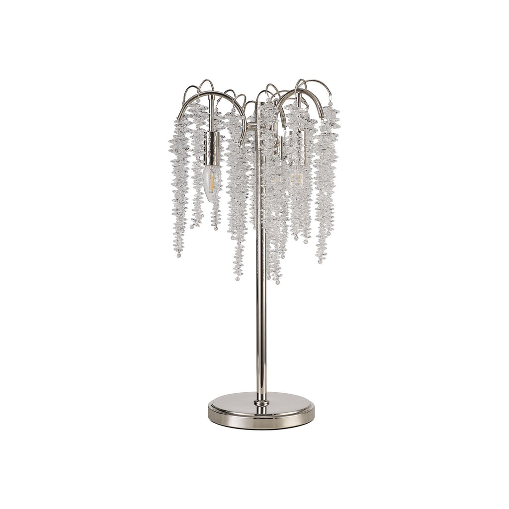 IL32904 Wisteria Table Lamp 3 Light E14 Polished Nickel / Crystal