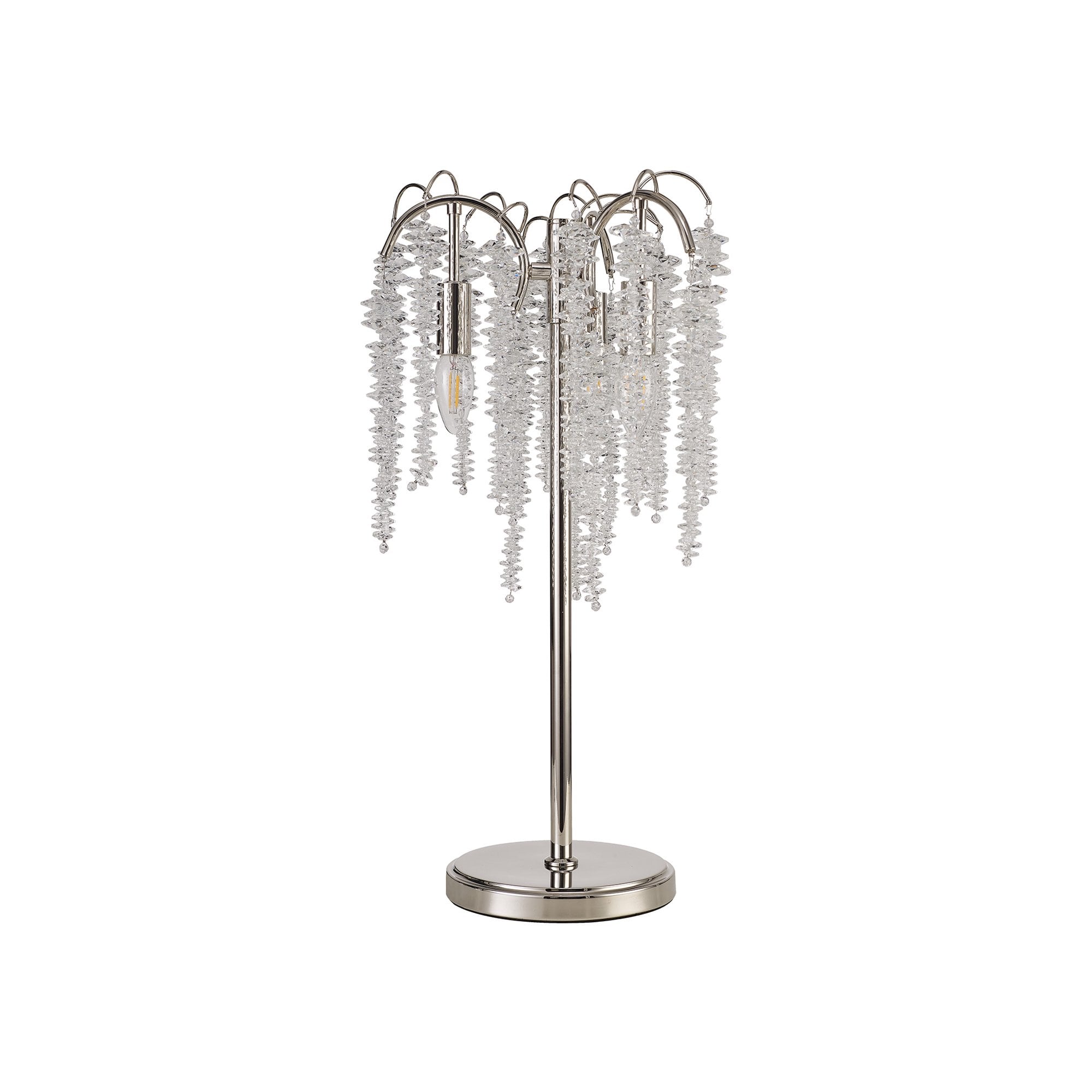 IL32904 Wisteria Table Lamp 3 Light E14 Polished Nickel / Crystal
