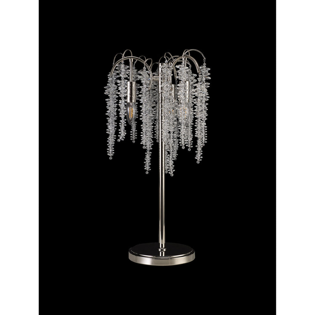 IL32904 Wisteria Table Lamp 3 Light E14 Polished Nickel / Crystal