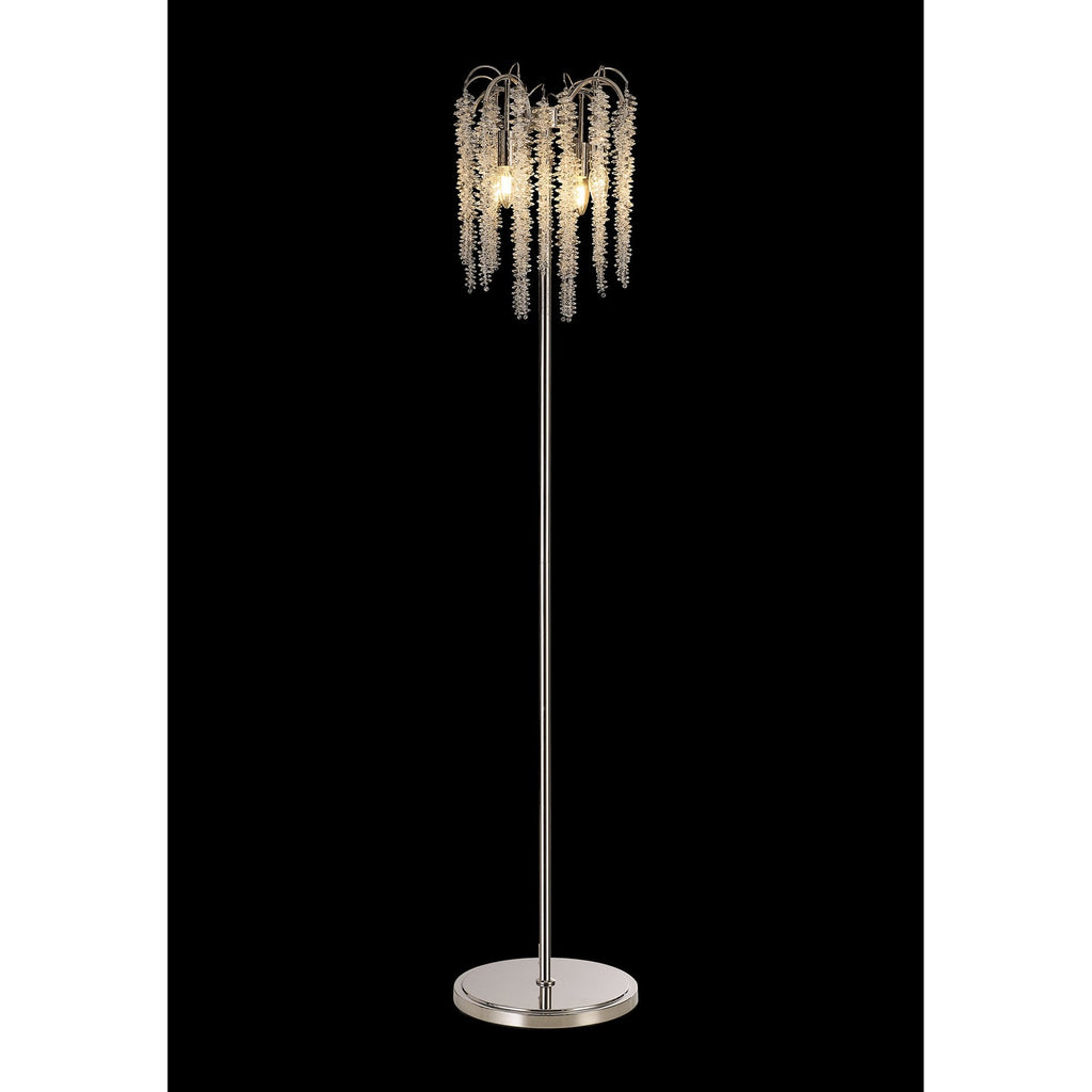 IL32905 Wisteria Floor Lamp 4 Light E14 Polished Nickel / Crystal