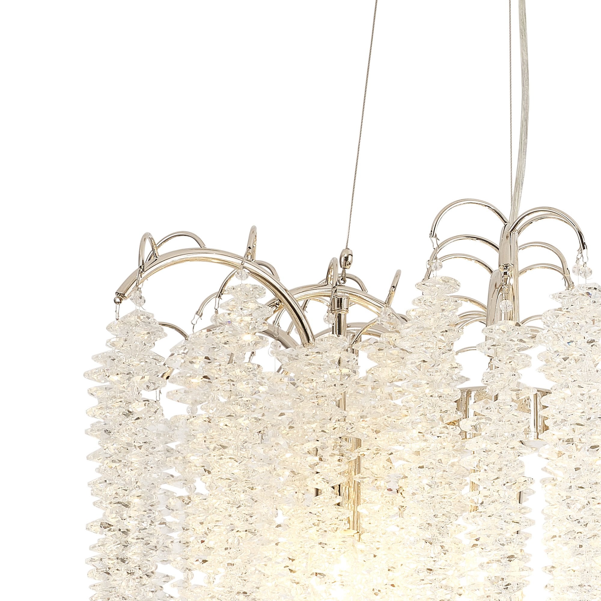 IL32882 Wisteria Round Pendant 7 Light E14 Polished Nickel / Crystal