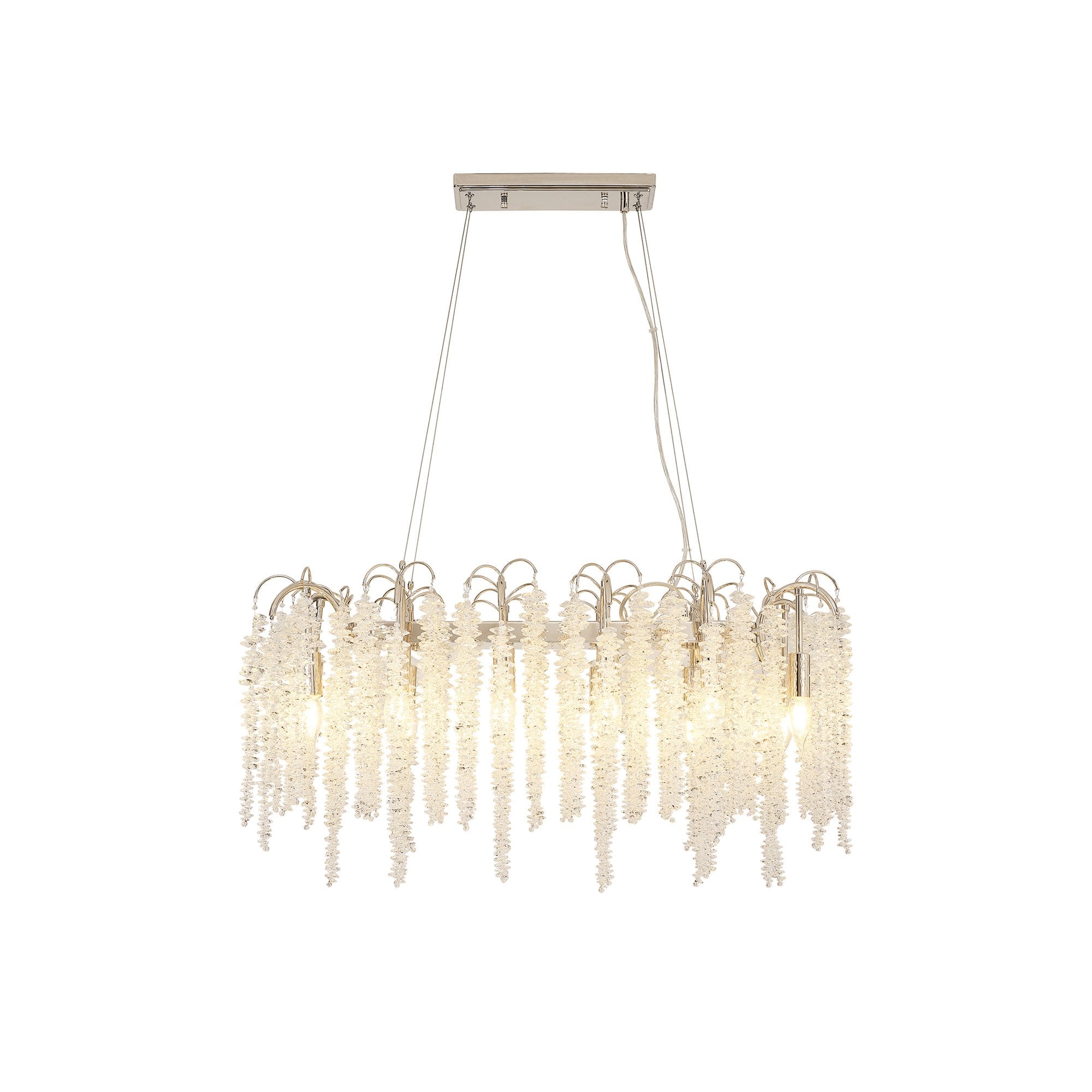IL32884 Wisteria Oval Pendant 12 Light E14 Polished Nickel / Crystal
