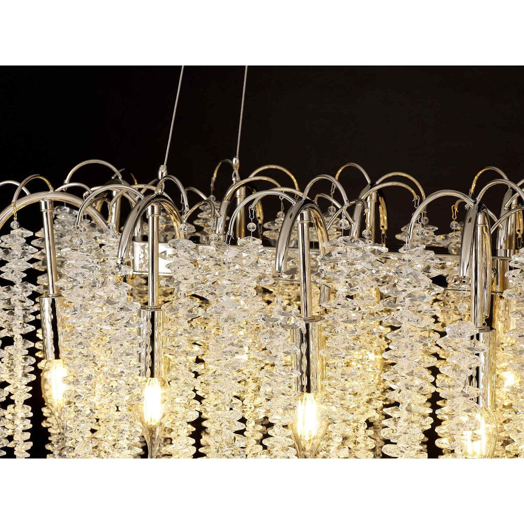 IL32884 Wisteria Oval Pendant 12 Light E14 Polished Nickel / Crystal