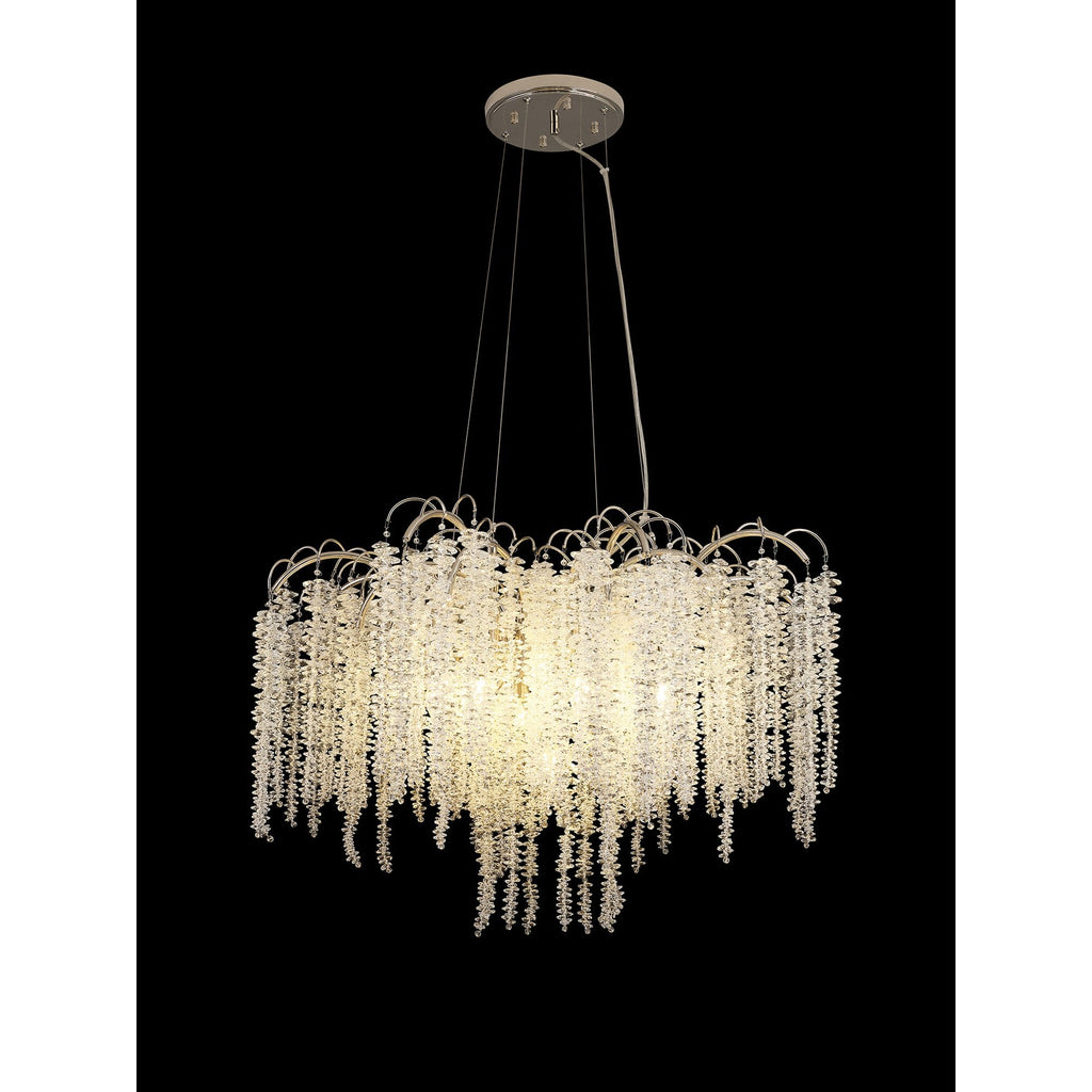 IL32883 Wisteria Round Pendant 9 Light E14 Polished Nickel / Crystal