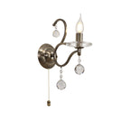 IL32121 Zinta Wall Lamp Switched 1 Light E14 Antique Brass/Crystal