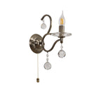 IL32121 Zinta Wall Lamp Switched 1 Light E14 Antique Brass/Crystal