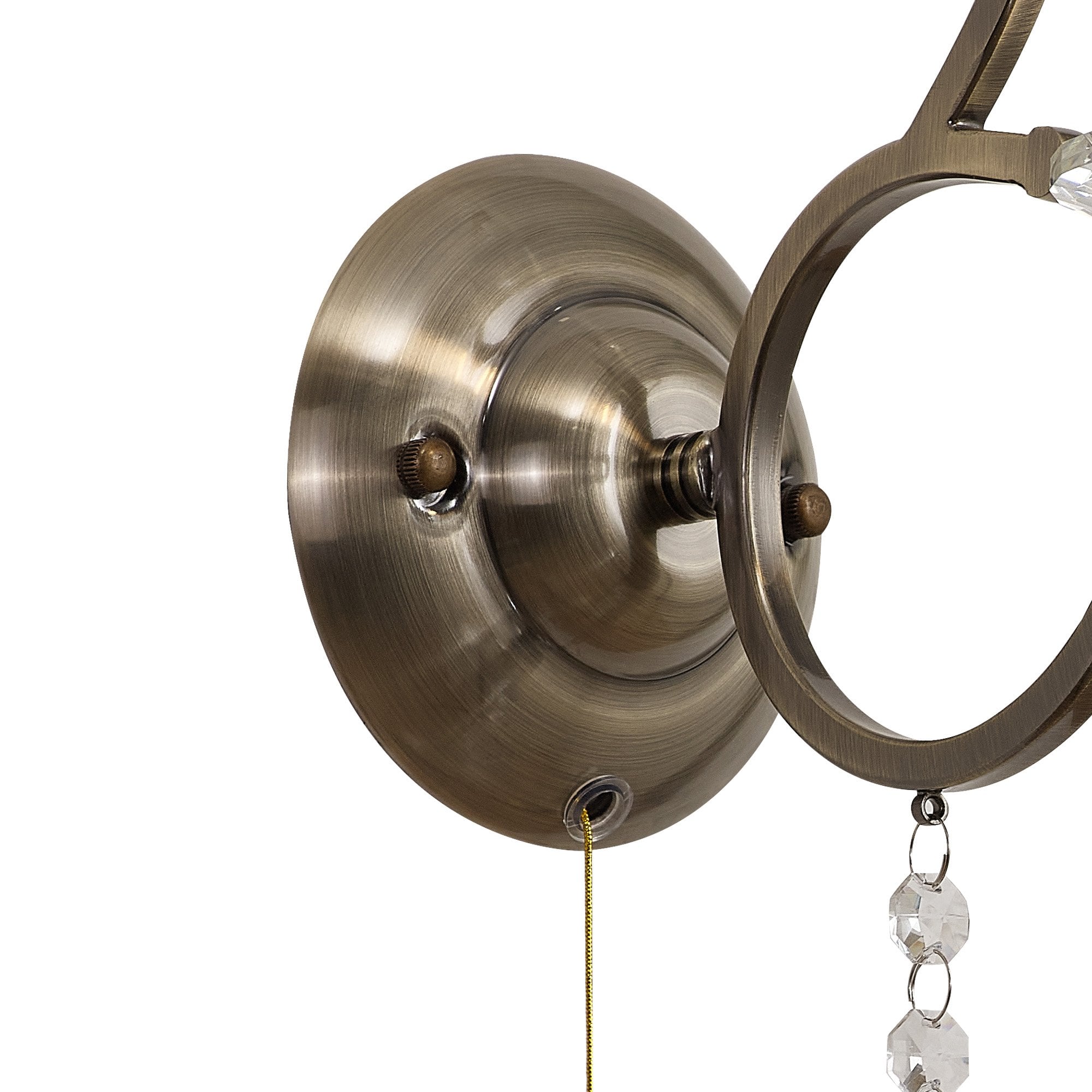 IL32121 Zinta Wall Lamp Switched 1 Light E14 Antique Brass/Crystal