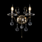 IL32122 Zinta Wall Lamp Switched 2 Light E14 Switched Antique Brass/Crystal