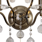 IL32122 Zinta Wall Lamp Switched 2 Light E14 Switched Antique Brass/Crystal
